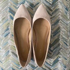 Express Pointed Toe Flats Nude Cream Suede